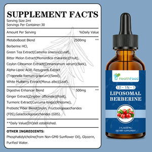 Suplemento Dietético de Berberina Liposomal en Gotas con Etiqueta Personalizada ODM, Promueve la Salud Intestinal y Apoya los Niveles de Metabolismo para Adultos - Product Image 2