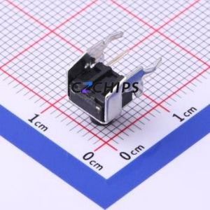 UK-B02124-G6.5-160 Tactile Switch Bent Lead Through Hole-4P,6x6mm Single Pole Single Throw Round Button 1.6N Right Angle Insert - Product Image 2