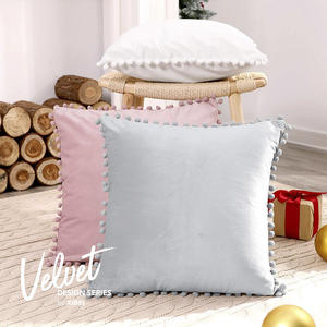 Avigers — housse <span class=keywords><strong>de</strong></span> coussin en velours avec <span class=keywords><strong>pompon</strong></span> décoratif, taie d'oreiller solide et douce, pour canapé, salon, canapé, chambre à coucher, voiture - Product Image 2