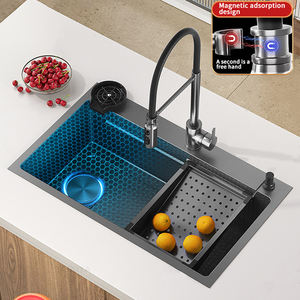 Évier de cuisine carré noir en nid d'abeille en acier inoxydable avec style de rinçage en <span class=keywords><strong>verre</strong></span> adapté au restaurant de l'hôtel - Product Image 2