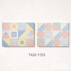 Décoration Murale Rose Bleu Jaune, <span class=keywords><strong>Peinture</strong></span> sur Toile Abstraite Texturée Épaisse, Style Nordique Minimaliste, Ensemble pour Salon - Product Image 1