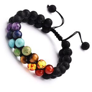 À la mode 7 Chakras Bracelet de cristaux de guérison en forme de boule pour femmes hommes Yoga perles de pierre pour la méditation mode Bracelets perlés" - Product Image 6