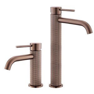 Rubinetto <span class=keywords><strong>per</strong></span> Lavabo da Appoggio in Rame Dorato Rosa, Design Artistico, <span class=keywords><strong>per</strong></span> <span class=keywords><strong>Bagno</strong></span> Domestico, Modello Elevato Grigio Canna di Fucile - Product Image 1