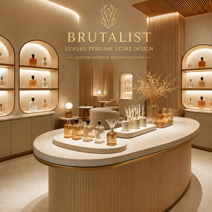 Aménagement de boutique de parfums, présentoir sur mesure pour parfums, comptoir de vente en bois pour projet d'aménagement intérieur de magasin de parfums - Product Image 1