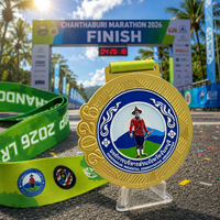 Medalla de Maratón Personalizada de Tailandia, Chapada en Oro, Aleación de Zinc, Cultura del Sudeste Asiático, Premio para Corredores, Idioma Tailandés