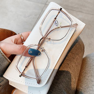 Monturas de gafas geométricas retro para mujer, montura completa, antiluz azul, lentes de acetato TR90, forma irregular N1 00123 - Product Image 2