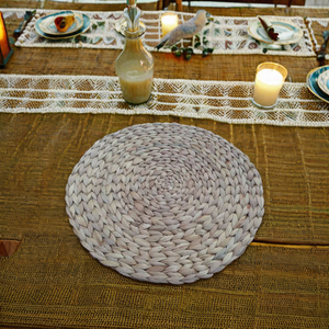 Esteras y almohadillas tejidas de estilo japonés con jacinto de agua bohemio personalizadas, manteles individuales resistentes al calor, diseño de fábrica - Product Image 1