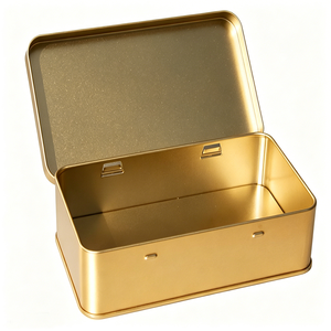 OEM Custom Hinged Tin Box Factory Metal Packaging Food Grade <b>Rectangular</b> Tin Containers with Custom Window Lid for Chocolate Tea - Product Image 1