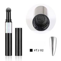 Stylo à paillettes pour ongles à effet miroir, doré et argenté, avec applicateur éponge pour nail art et manucure