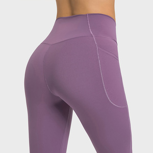 Pantalon de sport personnalisé de haute qualité à taille croisée en V, pantalon de fitness amincissant, legging de yoga taille haute rehausseur de fessiers pour <span class=keywords><strong>femme</strong></span> - Product Image 5