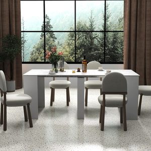 Modern <strong>Rectangular</strong> Extendable Marble Dining <strong>Table</strong> for Home Kitchen Living Room Conference Room Furniture - Product Image 2