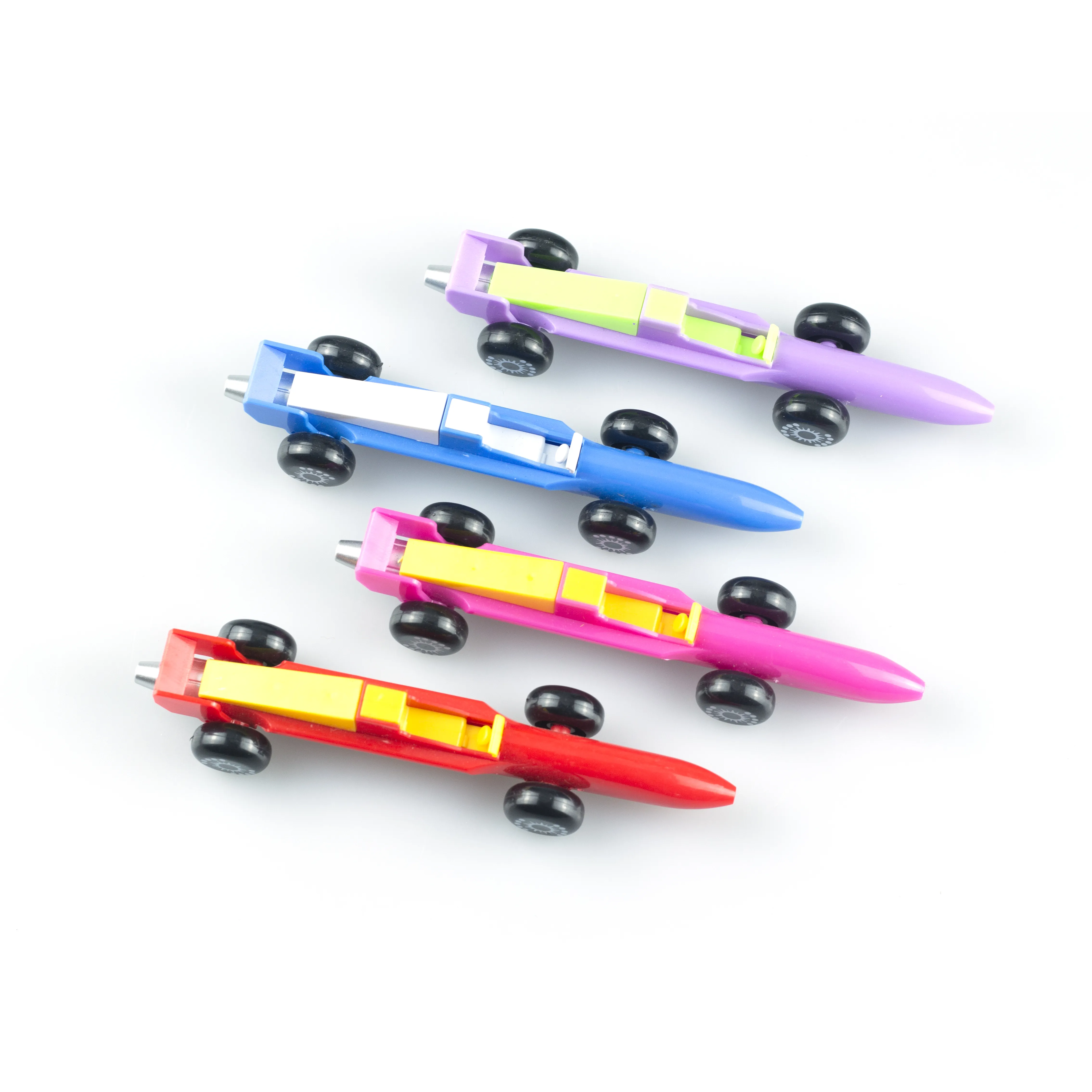 नई डिजाइन खिलौना बच्चों उपहार रेस कार के आकार के साथ नवीनता प्लास्टिक की गेंद बिंदु कलम प्रिंट लोगो