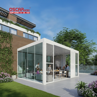 Moderne Aluminium-Wasserdichte Lamellendach-Sonnenschutzüberdachung für den Außenbereich, anpassbare Größe mit Reißverschluss-Jalousien für Garten, Terrasse, Pool, Pergola