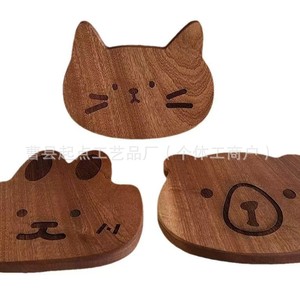 Creative Wooden Cartoon Serving <b>Tray</b> Solid Wood <b>Kitchen</b> Bread Fruit Plate Household Baby Food <b>Tray</b> Little Bear Cat Rabbit - Product Image 5