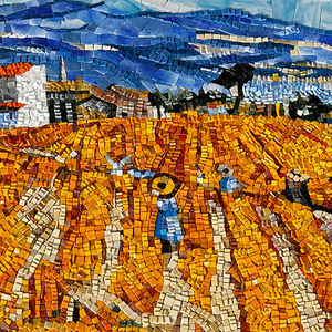 Pintura artística Creek Cruise Glass Mosaic Mural Wall Decor Puzzle Mosaic Village Scenery Hand Cut Artist Abstract Glass Tiles - Product Image 2
