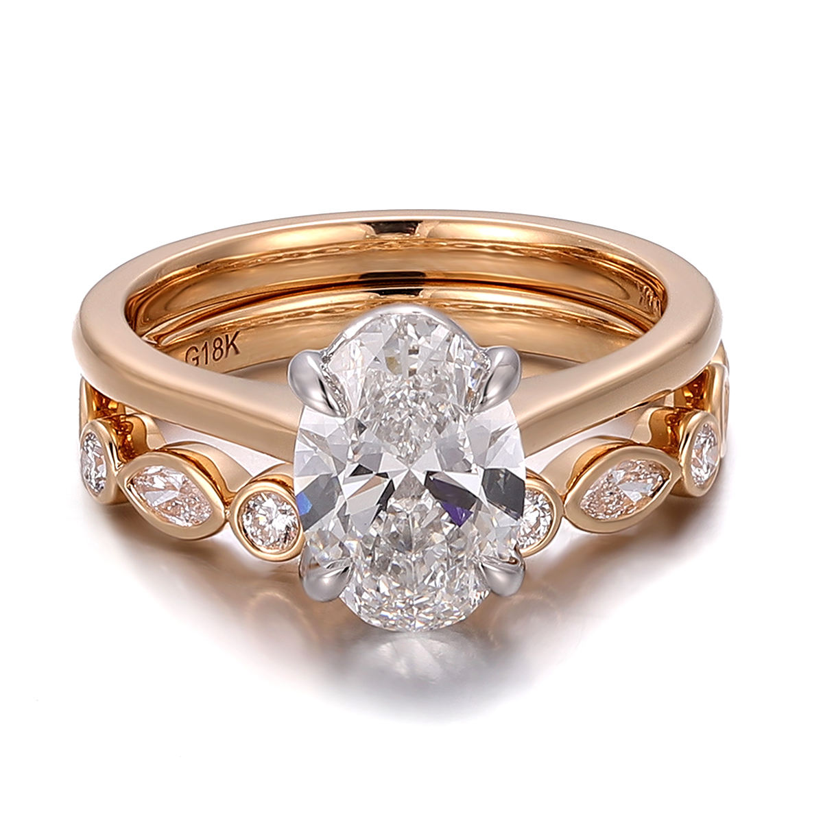 Anillo de oro macizo de 10k con diamante de laboratorio