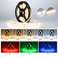 Lampu Strip LED COB Fleksibel Kecerahan Tinggi 12V 24V 8mm 480 LED/m Putih Hangat Warna RGB Dapat Disesuaikan Pita Linear Plafon UL CE