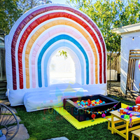 Centre de fête pour enfants, extérieur Commercial, parc rose, gonflable, licorne, maison de rebond avec fosse à balles de jeu souple