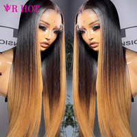 Fournisseurs en gros de perruques, vendeur de perruques, perruques en cheveux humains de couleur brun ombré, tissage droit, perruques à dentelle frontale HD 13x4 pour femmes noires