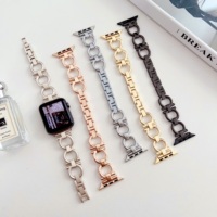 Bracelet en chaîne métallique pour Apple Watch Series 9 8 7 6 SE 5 3 45mm 44 41mm, bracelet rond tendance pour IWatch Ultra 2 49mm 40 38mm