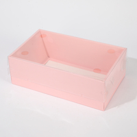 Boîte à gâteau transparente pliée à la main, avec nœud rouge et rose en PVC, en carton, pour l'emballage de fleurs et de fruits