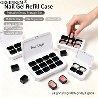 Boîte de rangement magnétique pour nail art, 4/6/9/24 compartiments, petite capacité, portable, en plastique solide, boîte à vernis à ongles compartimentée