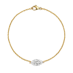 Brazalete de <span class=keywords><strong>Oro</strong></span> Sólido de <span class=keywords><strong>14k</strong></span> Personalizado con Bisel, Diamante Cultivado en Laboratorio con Corte Marquise, Certificado IGI - Product Image 2