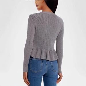 <span class=keywords><strong>Cardigan</strong></span> maglione Casual <span class=keywords><strong>Slim</strong></span> tinta unita con scollo a V con bottone di strass con svasato a maniche svasate Design stringente in vita per la primavera - Product Image 3