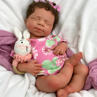 Bébé reborn en silicone afro-américain fille/garçon, bouche ouverte et cheveux bouclés enracinés, réalisme anatomique et artisanat de qualité