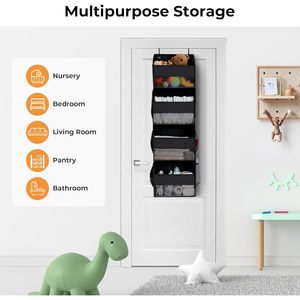 Over The Door Organizer 4 <b>Shelf</b> Waterproof Storage With 6 Pockets Clear Window Anti Tilt 35Lb Behind Door - Product Image 5