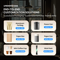 Lifeworth OEM Collagène & Protéines de Lactosérum Café Prise de Poids en Poudre Instantanée Café Glacé Adulte Végétalien Sans Gluten