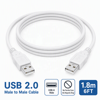 Câble USB 2.0 mâle-mâle blanc OEM personnalisé Cantell pour disque dur externe, câble d'extension blindé tressé de 2 m pour ordinateur