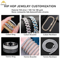 Goldleaf Hiphop 925 Sterling Silver Moissanite Cuban Link Chain Fine Jewelry VVS Pass Diamond Tester 10mm Moissanite Necklace