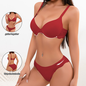 IBGUH Completo Intimo da Donna Sexy in Pizzo con Reggiseno e Mutandina Personalizzato OEM Traspirante Antibatterico Bikini <span class=keywords><strong>Coppa</strong></span> Brassiere per Comfort Quotidiano - Product Image 3