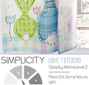 Rideaux de cuisine de Pâques, ensemble de 3 pièces, motif lapin printanier, avec cantonnière et rideaux courts pour fenêtre de cuisine ou de café au-dessus de l'évier - Product Image 3