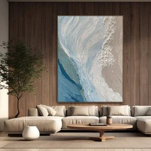 Peinture texturée, grande œuvre abstraite bleue, art mural texturé épais, peinture à l'huile encadrée sur toile pour la maison et la galerie - Product Image 4