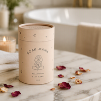 Tube d'emballage cylindrique en carton recyclable personnalisé pour cadeaux de bain, avec finition effet délavé, taille personnalisée pour sels