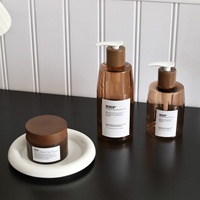 Ensemble d'emballages de beauté style bois, flacons pulvérisateurs en plastique à pompe de 150/300/400 ml, conception épaisse et scellée pour shampoing et revitalisant