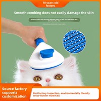 Sikat Perawatan Hewan Peliharaan Ergonomis Anti-Selip dengan Tombol Pembersih Otomatis, Sisir Slicker Pin Baja untuk Hewan Peliharaan Berbulu Panjang & Pendek
