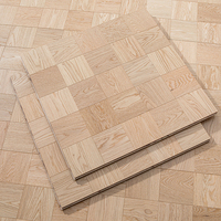 Parquet en bois d'ingénierie multicouche en teck blanchi clair à motifs en damier