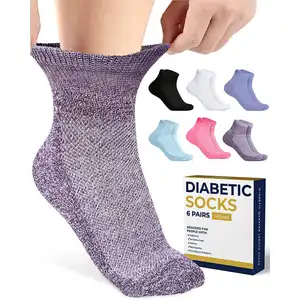 Wide Cuff Non Binding Socks Enhance Blood Circulation Patient Hospital Socks Thread Knitted Pattern Medical Diabetic Socks