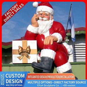 Statue de Père Noël en résine, style dessin animé, pour décoration extérieure de centre commercial, Noël, fêtes - Product Image 2