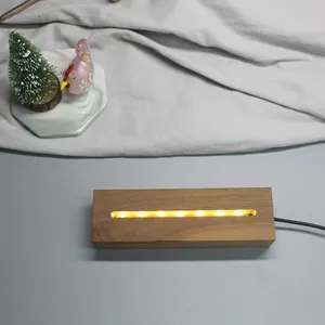Base de veilleuse LED acrylique à longue bande de couleur noyer Ornement USB Veilleuse 3D