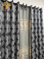 Lot de 3 rideaux jacquard à œillets en polyester, occultation élevée (70%-90%), style moderne, OEM accepté et taille personnalisée disponible