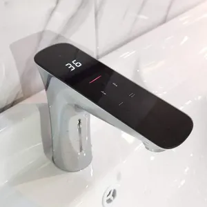 Luxury High Technology Smart Basin Faucet Sensor Bathroom Automatic Touch Free Digital Display Basin Faucet