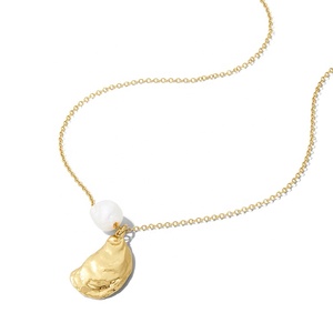 Venta al por mayor 14K/18K chapado en oro Vermeil esterlina 925 Plata Perla de agua dulce joyería océano ostra Shell encanto colgante collar - Product Image 1