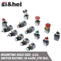 Botón de Paro de Emergencia Mecánico con Cabeza de Champiñón Si&hel de 22 mm, 10 A, Combinación de Control Industrial SPST 1NO1NC, 660 V, Plástico ABS