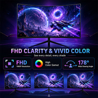 Moniteur incurvé 32 pouces, résolution 1080p, 240 Hz, HDR, haute précision des couleurs, écran IPS, pour photographie, montage vidéo, ordinateur de bureau