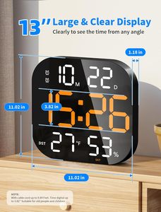 NEW Modern Large LED Brightness Adjustable Timer Alarm <b>Digital</b> <b>Wall</b> Table <b>Clock</b> Battery Operated LUMINOVA Remote Home Decor - Product Image 3