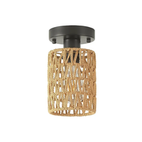 Luminaire de plafond rustique fait main en corde de jute, cage tissée industrielle, douille E27 pour chambre, couloir, hôtel, projet personnalisé